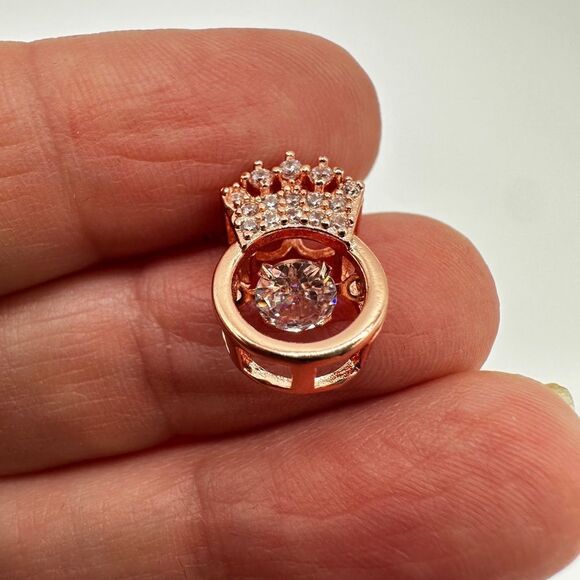 NIB Rose Gold tone "crown" and floating cz diamond pendant, necklace! - Picture 6 of 13